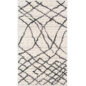 Nova White Grey 3 ft. 9 in. x 5 ft. 6 in. Modern Abstract Area Rug