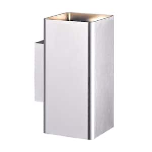 Lungo Collection 2-Light Brushed Aluminum Outdoor Wall Lantern Sconce
