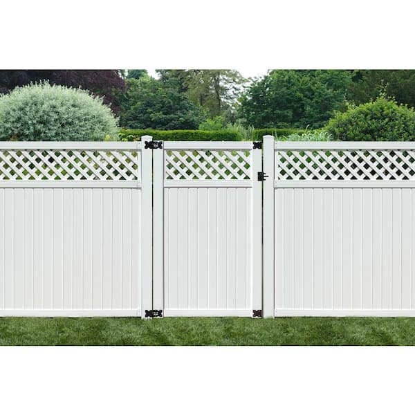 SIXTH AVENUE Belfast 6 ft. x 6 ft. White Vinyl Lattice Top Fence Panel