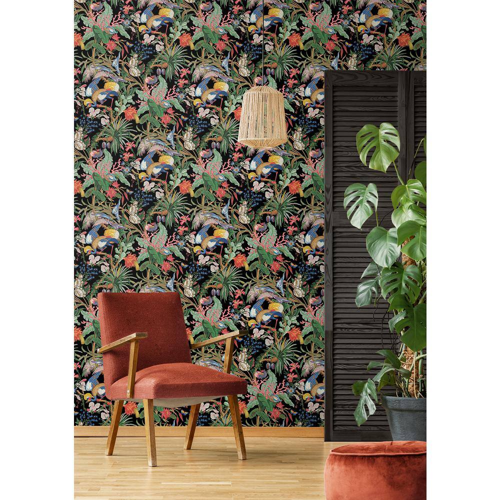 Ebony Tropical Canopy Self-Adhesive Vinyl Wallpaper