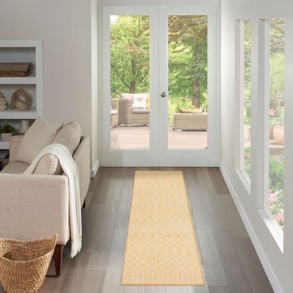 Positano Yellow 2 ft. x 12 ft. Moroccan Contemporary Runner Area Rug