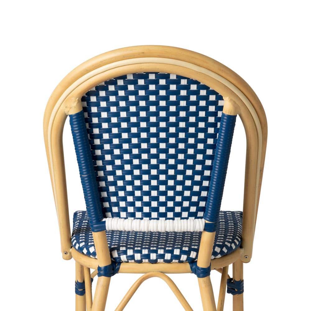 Arles Blue and Beige Wicker Bistro Dining Chair Set