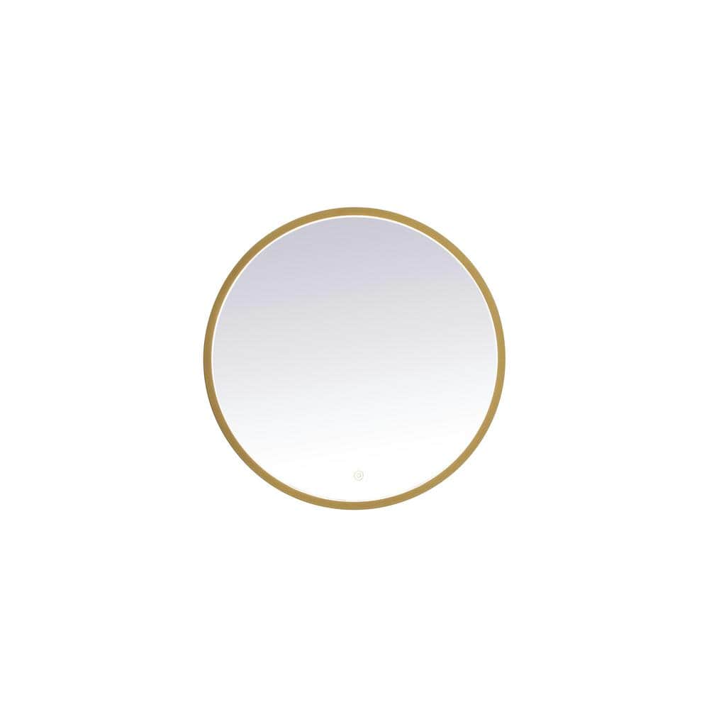 Timeless Home 24 in. W x 24 in. H Aluminum Brass LED Mirror