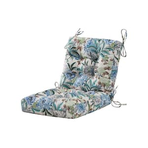 Outdoor Chair Cushion Tufted/Seat Back Cushion Floral Patio Furniture Cushion with Tie In Whit Green L40"xW20"xH4