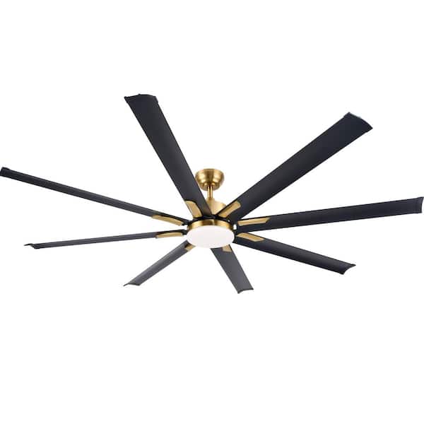 72 in. Indoor Black Gold 8-Blade Aluminum Standard Ceiling Fan with Dimmable Integrated LED Light and Remote