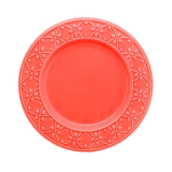 Manhattan Comfort 10.43 in. Mendi Coral Dinner Plates (Set of 12)