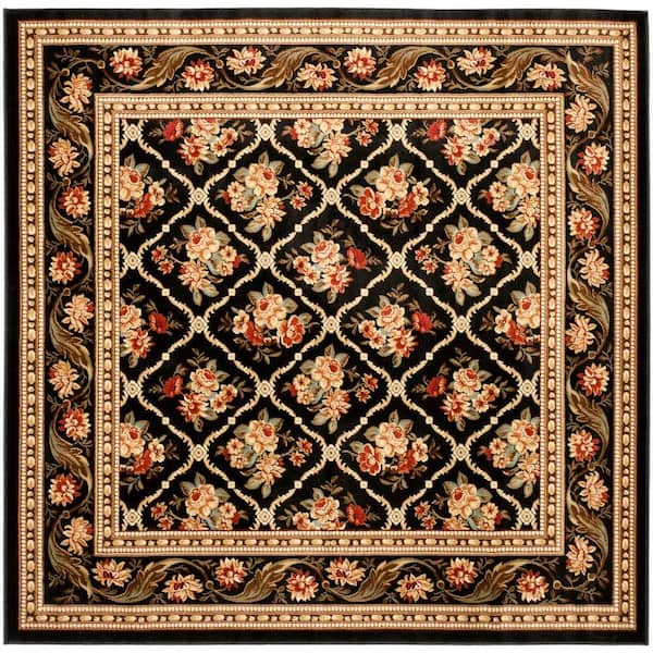 SAFAVIEH Lyndhurst Black 7 ft. x 7 ft. Square Border Area Rug