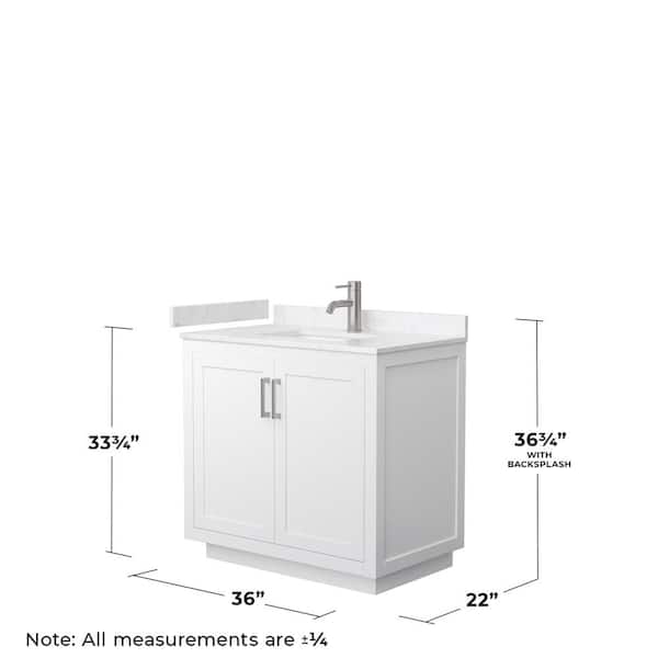 Miranda 36 in. W Single Bath Vanity in White with Cultured Marble Vanity Top in Light-Vein Carrara with White Basin