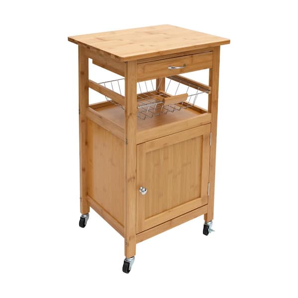 ORGANIZE IT ALL Bamboo Rolling Kitchen Cart