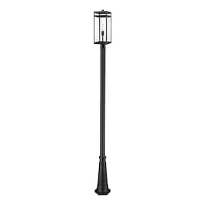 Nuri 1-Light Black 115.5 in. Aluminum Hardwired Outdoor Weather Resistant Post Light Set with No Bulb Included