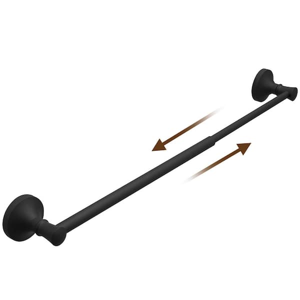 BWE 16.5 in. x 28.7 in. Wall Mounted Retractable Adjustable Towel Bar Rod for Bathroom Cloths Hanger in Matte Black