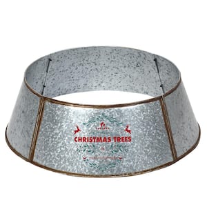 Costway 23.5 In. Silver Galvanized Metal Christmas Tree Collar ...