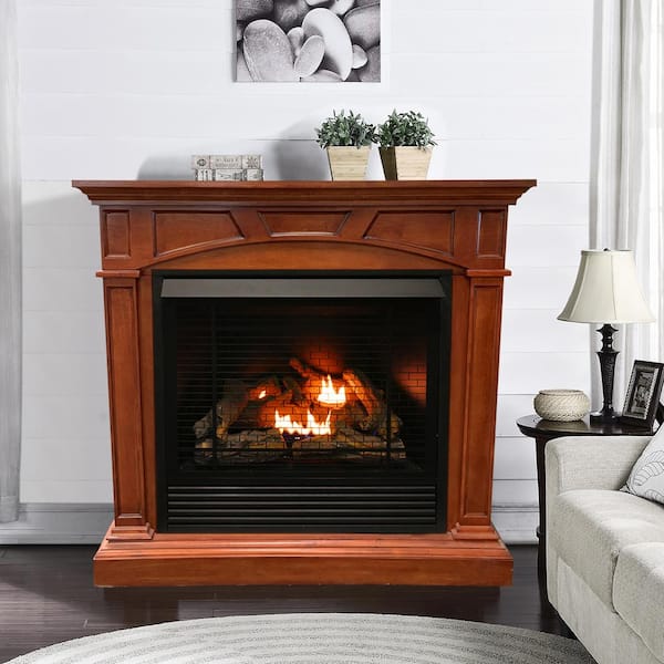 Duluth Forge Duluth Forge FDI32R-M-HC Dual Fuel Ventless Gas Fireplace -  32,000 BTU, Remote Control, Heritage Cherry Finish 179202 - The Home Depot