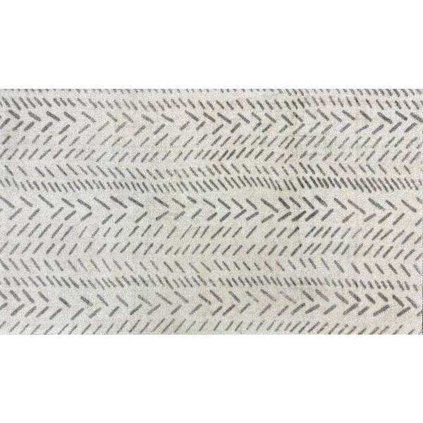 Serengeti 2.29 ft x 3.92 ft Cream and Gray Simple Lines Area Rug