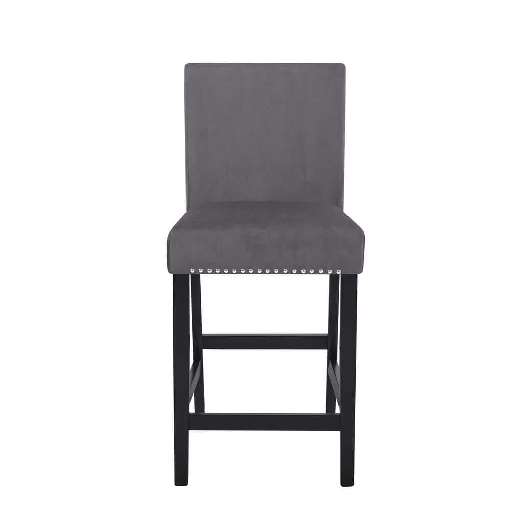 New Classic Celeste 5-Piece Wood Round Counter Table Set in Gray