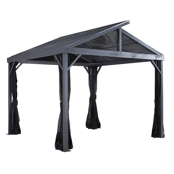 Sanibel II 10 ft. x 10 ft. Light Grey Rustproof Aluminum Framed Gazebo