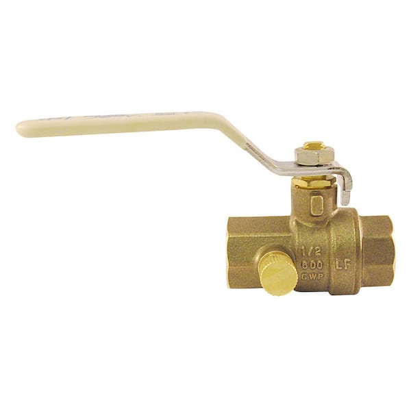 Everbilt 1/2 in. Brass Ball Valve with Waste NPT Full-Port