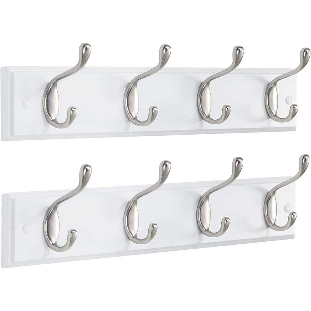 15.7 in. W x 0.6 in. D Decorative Wall Shelf, White Coat Rack Wall Mount 2 