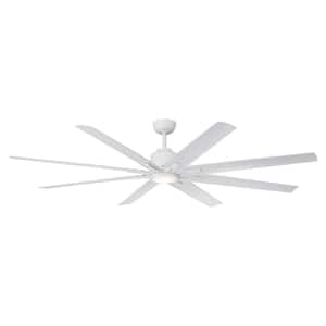 Kensgrove II 72 in. Smart Indoor/Outdoor Matte White Ceiling Fan with Remote Included Powered by Hubspace