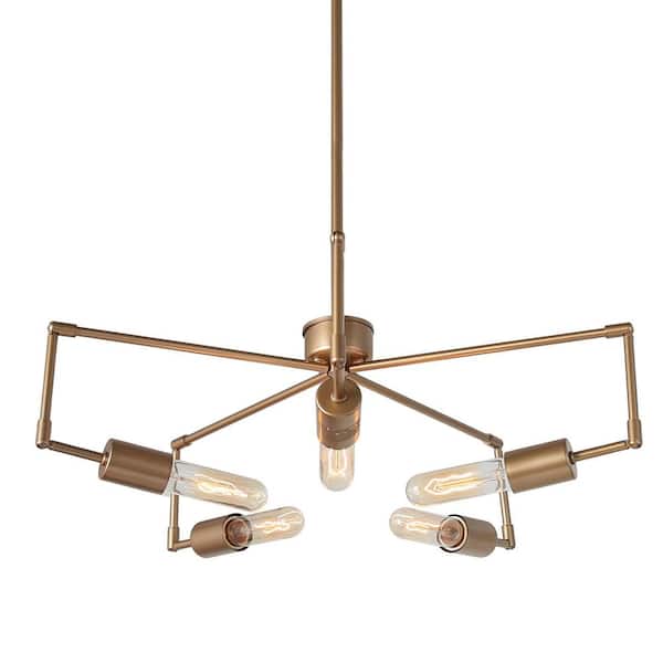 5-Light Gold Branch Chandelier for Dining Room