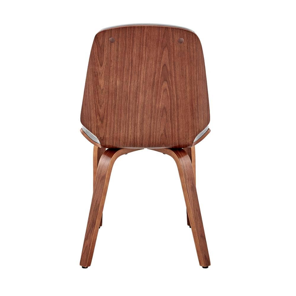 Gray Faux Leather & Walnut Wood Upholstered Side Chair