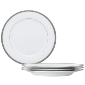 Charlotta Platinum 10.5 in. (Platinum) Porcelain Dinner Plates, (Set of 4)