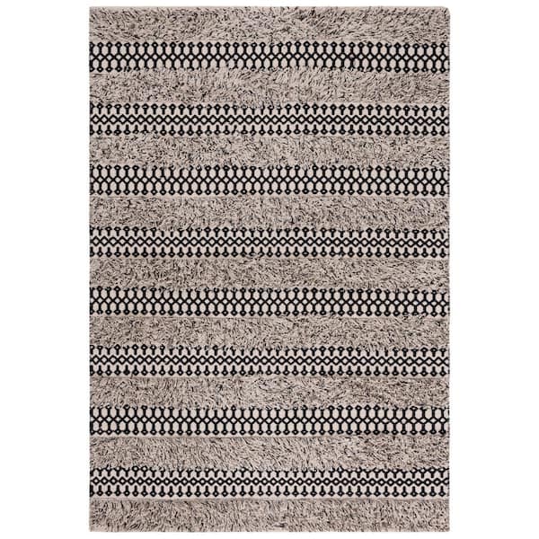 SAFAVIEH Natura Black/Ivory Doormat 3 ft. x 5 ft. Abstract Native American Area Rug