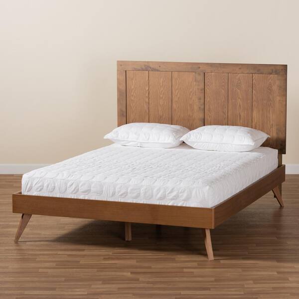 Baxton Studio Amira Ash Walnut King Platform Bed 18011157 9409HD