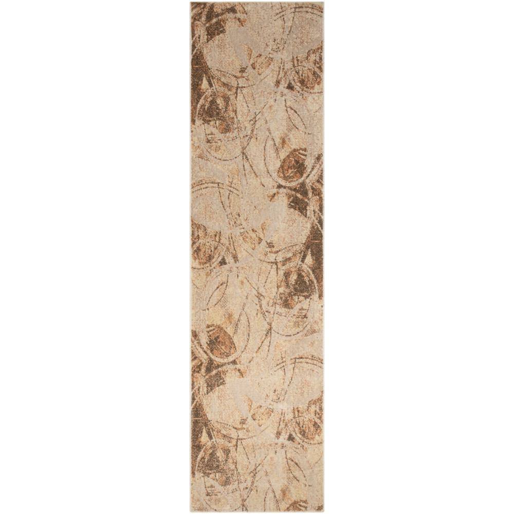 Beige Abstract Synthetic Flat Woven Runner Rug 2'2" x 8'