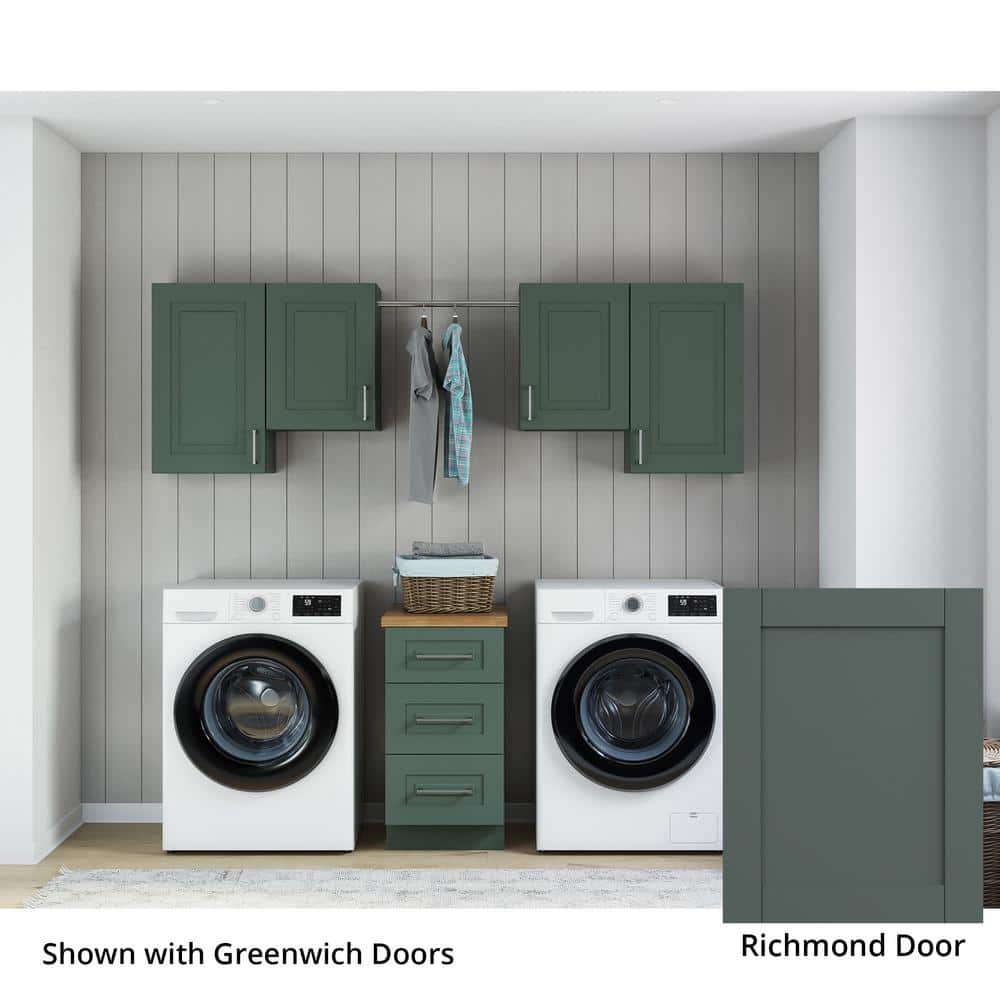 Richmond Aspen Green Plywood Shaker Stock Ready to Assemble Kitchen-Laundry Cabinet Kit 24 in. x 84 in. x 94 in.