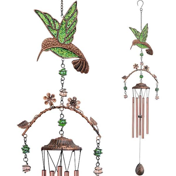 Phewnyzo 34 in. Aluminum Hummingbird Wind Chime with Deep Tone for Outdoor Decor