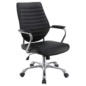 Chase Faux Leather High Back Office Chair in Black and Chrome with Arms