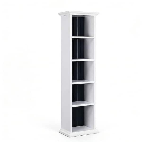 70.47 in. Tall White Wood 5-Shelf Standard Bookcase
