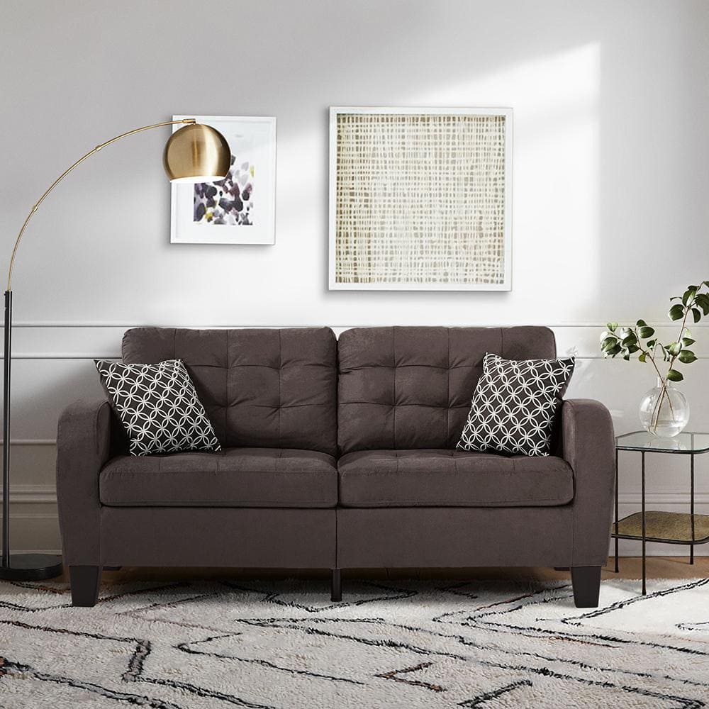 Sinclair Chocolate Upholstered Sofa with Decorative Pillows