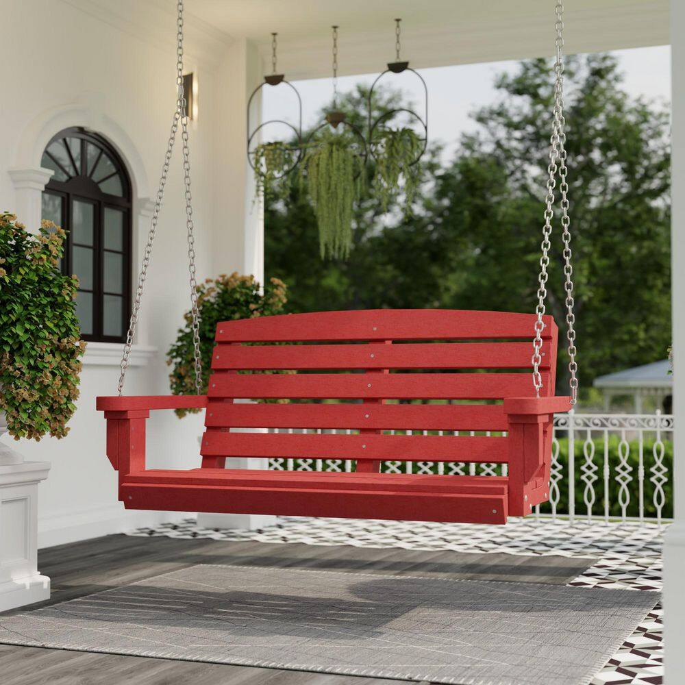 Cardinal Red HDPE Traditional 2-Person Porch Swing
