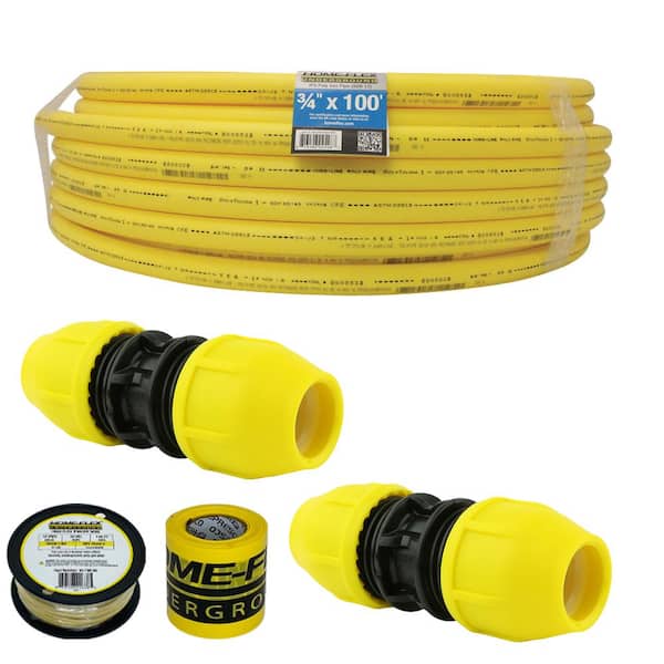 HOME-FLEX Underground 3/4in IPS Extension Kit (1)3/4in x 100 ft. Pipe, (2)3/4in Couplers, Gas Line Detection