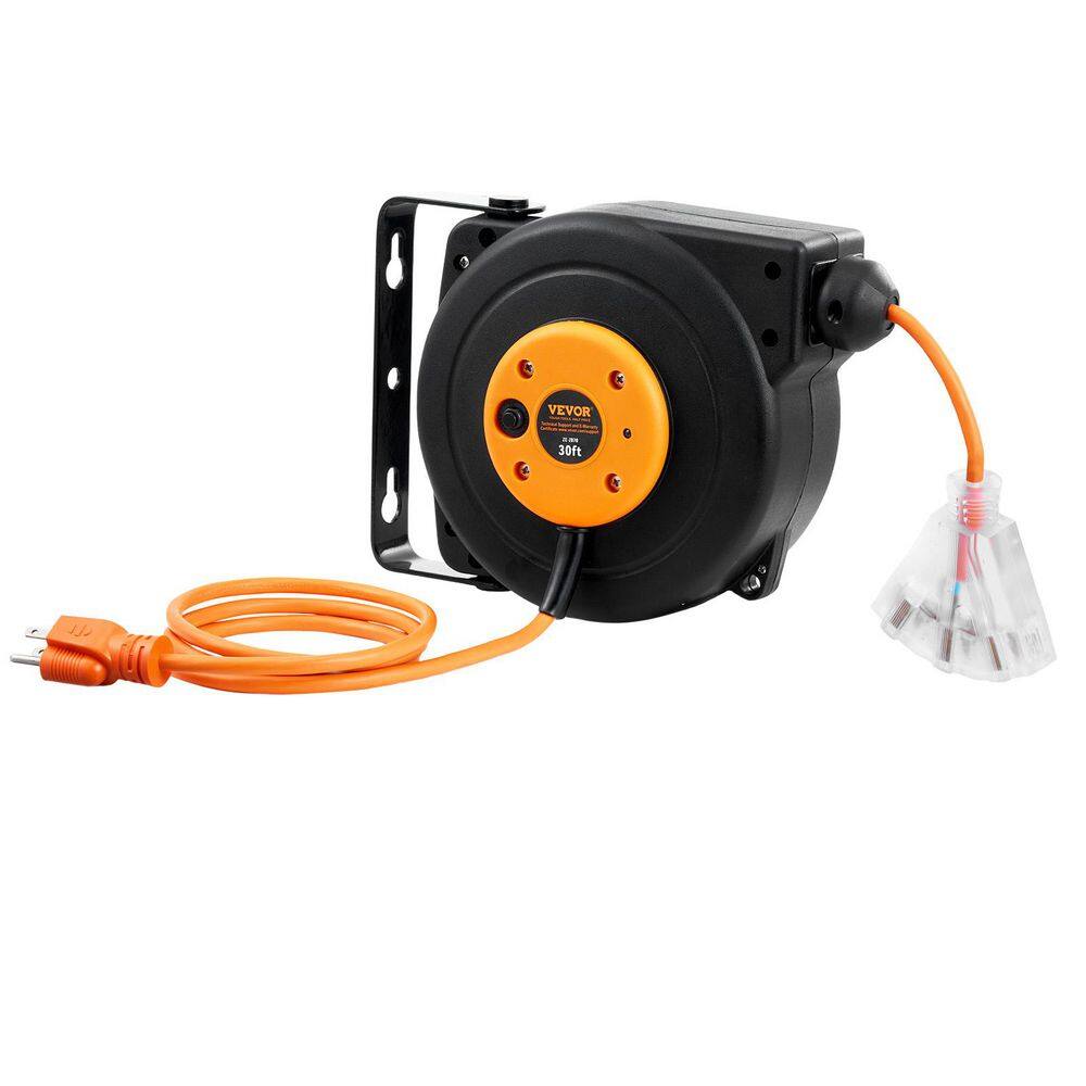30 ft. 16AWG/3C 10 Amp Retractable Extension Cord Reel with Triple Tap Outlet for Ceiling or Wall Mount Garage and Shop price history on PriceWatchPro