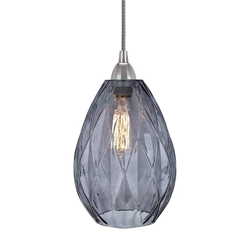 Satin Nickel Mini Drum Glass LED Pendant Light