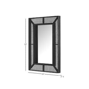 Medium Rectangle Black Rattan and Cane Mirror (24 in. W x 32 in. H)