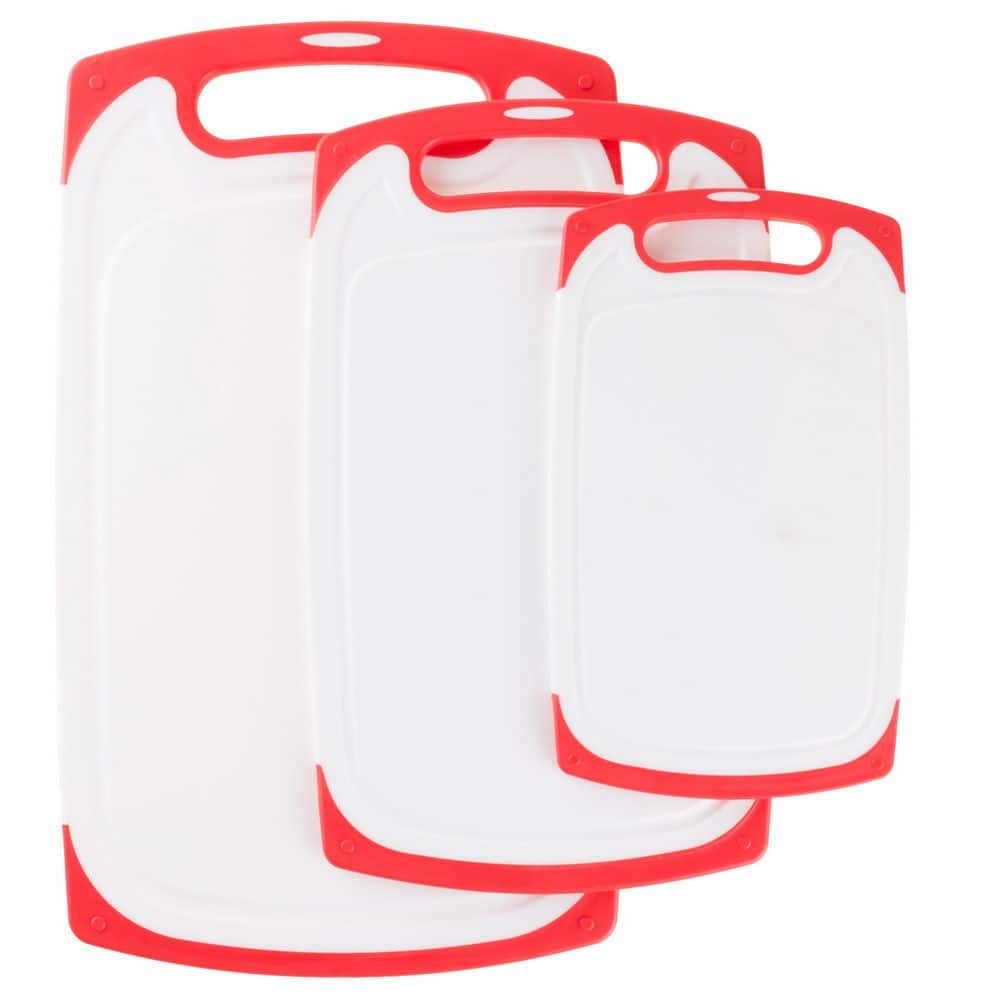 3-Peace Plastic Cutting Boards, Red