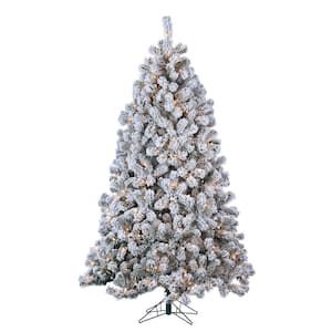 7 ft. Indoor Pre-Lit Flocked Green PVC Montana Pine Artificial Christmas Tree with 500 UL Clear Lights