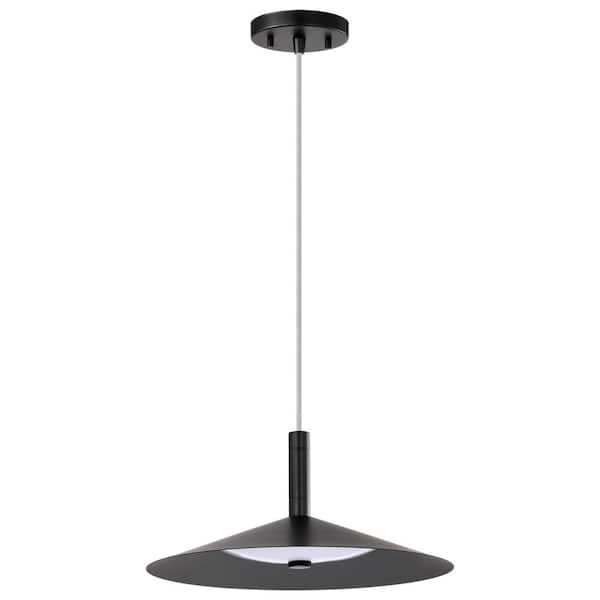 Corrine 18-Watt 1-Light Matte Black Transitional Integrated LED Pendant Light, CCT Selectable