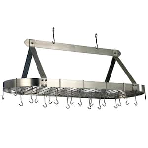 15.5 in. x 19 in. x 48 in. Oval Satin Nickel Pot Rack with 24 Hooks