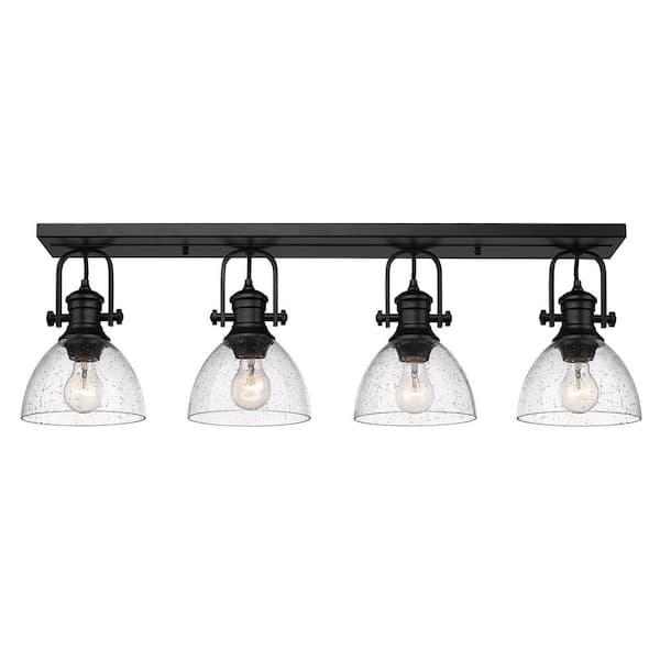 Golden Lighting Hines 34.5 in. 4-Light Matte Black Semi-Flush Mount