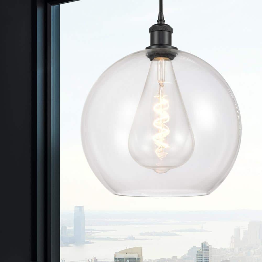 Athens Matte Black Mini Pendant Light with Clear Glass Shade
