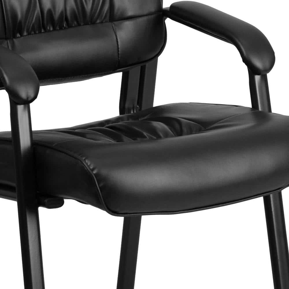 Black Leather and Metal Executive Reception Chair