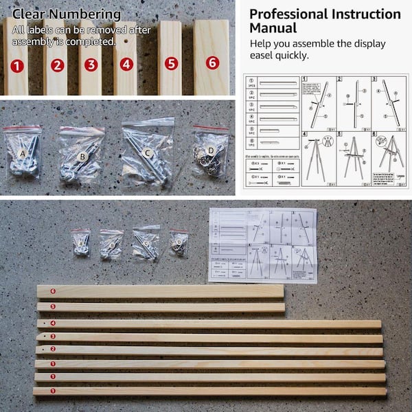 1-Pack Wooden Easel Stand Floor Display Tripod A-Frame for Sign