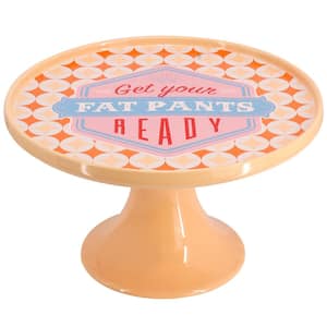 1-Tier 10 in. Orange Ceramic Novelty Decal Cake Stand