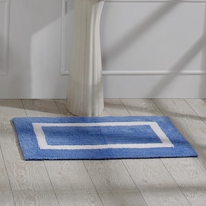 Hotel Collection Blue /White 21" x 34" 100% Cotton Bath Rug