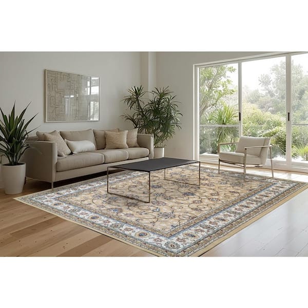 Vaughan Light Gold/Ivory 5 ft. x 8 ft. Indoor Area Rug